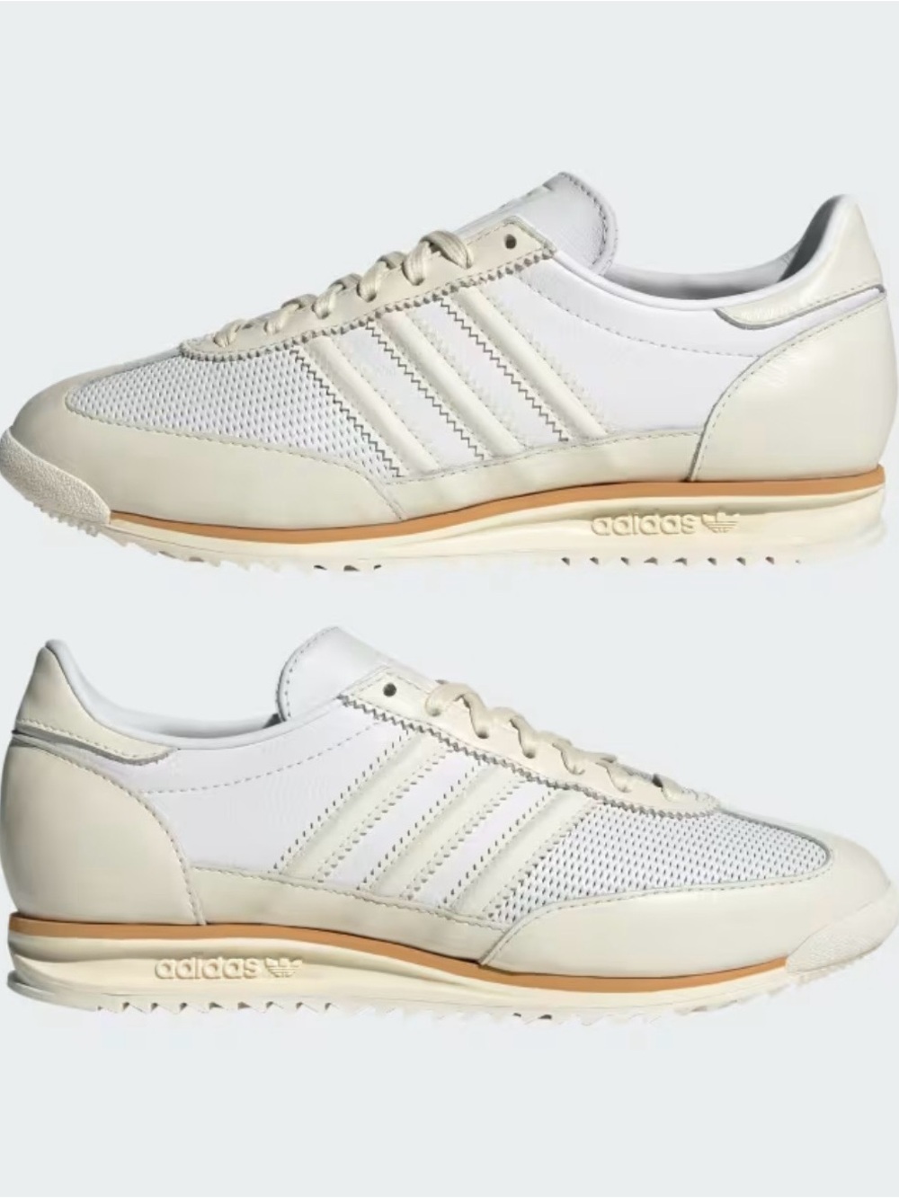 adidas White and Cream Retro Runner Sneakers 7